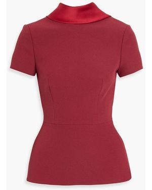 Safiyaa Elvan Satin-Paneled Crepe Top - Red