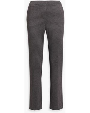 Theory Treeca Houndstooth Cady Slim-Leg Pants - Gray