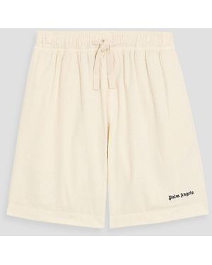 Palm Angels Embroidered Cotton-Twill Drawstring Shorts - Natural