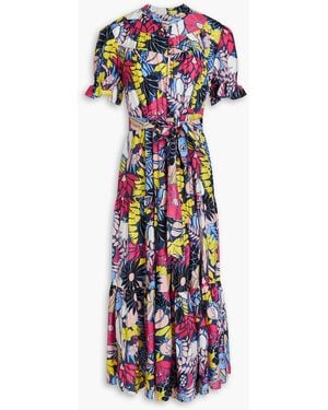 Diane von Furstenberg Kramer gestuftes hemdkleid aus voile in midilänge mit floralem print - Weiß