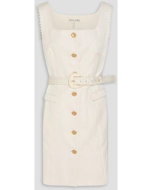 Saloni Cotton, Linen And Silk-Blend Mini Dress - Natural