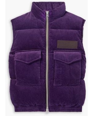 Sacai Appliquéd Quilted Cotton-Corduroy Down Vest - Purple