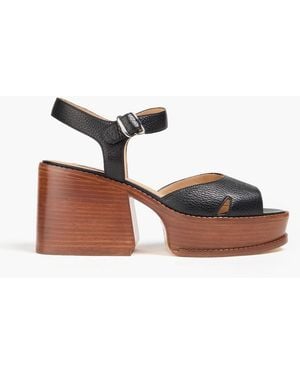 Gabriela Hearst Zuri Pebbled-Leather Platform Sandals - White