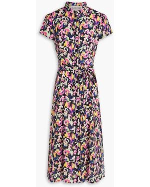 Saloni Printed Crepon Midi Shirt Dress - White