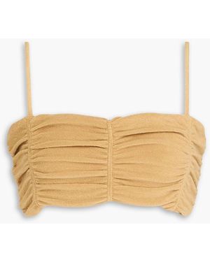 BITE STUDIOS Cropped Ruched Cotton-blend Terry Top - White