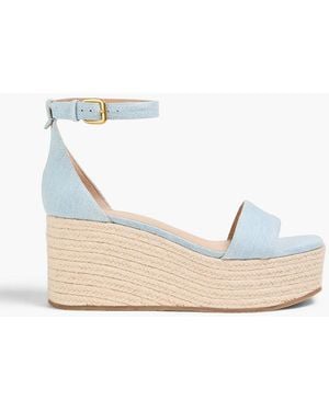 Veronica Beard Gianna Denim Wedge Sandals - White