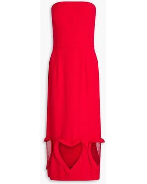 Zuhair Murad Trägerloses midikleid aus crêpe mit tüllbesatz - Rot