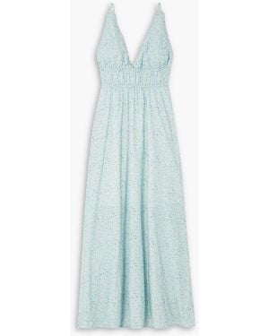 Peony Vacation maxikleid aus einer biobaumwoll-ecoveroTM-mischung mit blumenprint und wellenkanten - Blau
