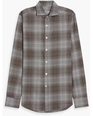 Canali Checked Cotton-Flannel Shirt - Gray
