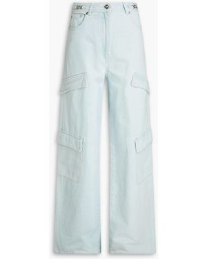 Versace High-Rise Wide-Leg Cargo Jeans - Blue