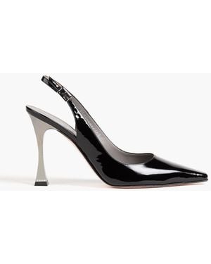 Gina Klimt Crystal-embellished Patent-leather Slingback Court Shoes - Black