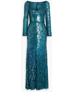 Jenny Packham Kestra Embellished Tulle Gown - Blue