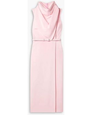 Adam Lippes Belted Draped Silk-crepe Midi Dress - Pink