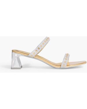 Jonathan Simkhai Studded Mirrored-Leather Mules - White