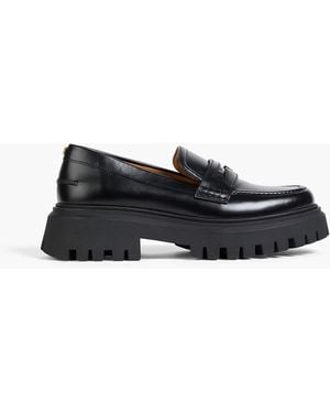 Maje Loafers aus leder mit verzierung und plateau - Schwarz