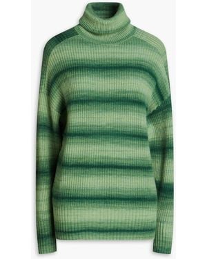 Autumn Cashmere Space-dyed Ribbed Cashmere And Wool-blend Turtleneck Jumper - Green