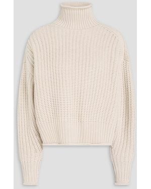 Autumn Cashmere Ribbed-Knit Turtleneck Sweater - White
