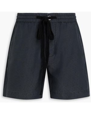 The Elder Statesman Cotton And Silk-Blend Jacquard Drawstring Shorts - Blue