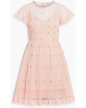 RED Valentino Crystal-Embellished Point D'Esprit Mini Dress - Pink