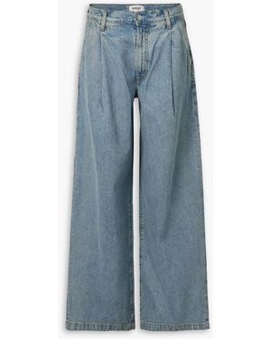 Agolde Ellis Pleated Low-Rise Wide-Leg Jeans - Blue