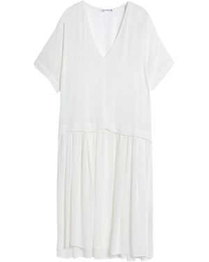 James Perse Pleated Gauze Midi Dress - White