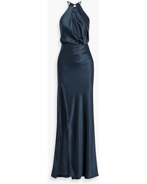 Michelle Mason Draped Cutout Silk-Satin Gown - Blue