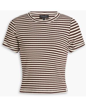 Rag & Bone Luca Striped Ribbed Modal-blend Jersey T-shirt - Brown