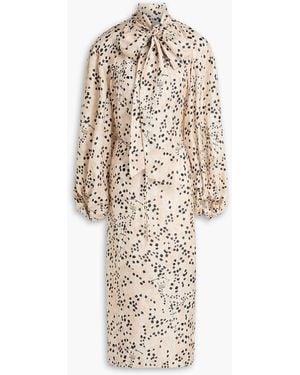 Zimmermann Printed Silk-Twill Midi Dress - Natural
