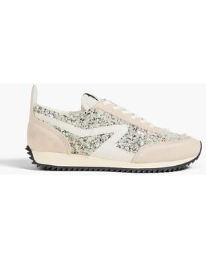 Rag & Bone Retro Runner Bouclé, Leather And Suede Trainers - White