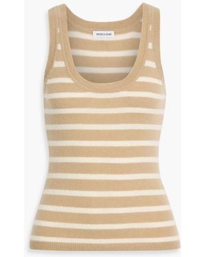 Veronica Beard Birke Striped Cashmere Tank - Natural