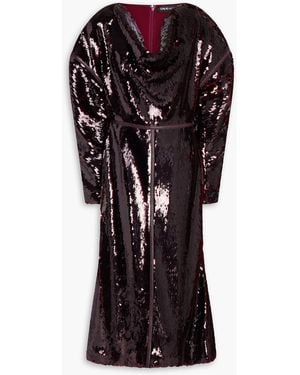 David Koma Sequined Tulle Midi Dress - Black