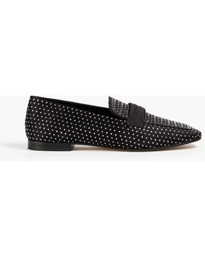 Emporio Armani Crystal-embellished Satin Loafers - Black