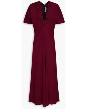 Victoria Beckham Slub Woven Maxi Dress - Red