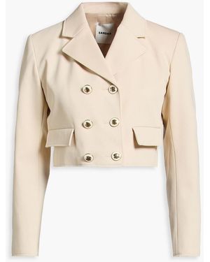 Sandro Cropped Double-breasted Cotton Blazer - Natural