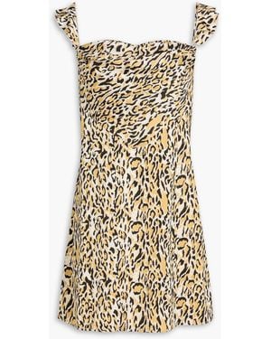 Maje Leopard-Print Stain Mini Dress - Natural