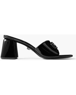 Versace Barret Embellished Patent-Leather Mules - Black