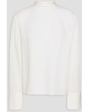 Theory Pussy-Bow Silk-Crepe Blouse - White