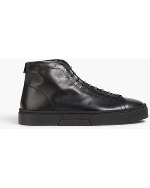 Giorgio Armani Leather High-top Trainers - Black