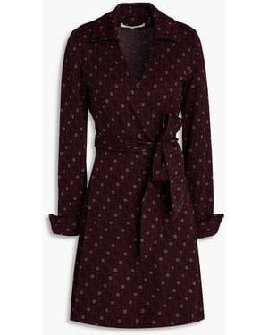 Diane von Furstenberg Sofia Jacquard Mini Wrap Dress - Purple