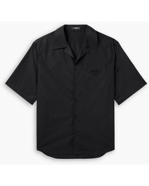 Versace Medusa Chain Camp-Collar Embroidered Printed Cotton-Twill Shirt - Black