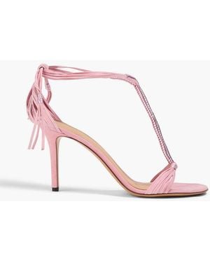 Isabel Marant Anssi Metallic Leather And Suede Sandals - Pink