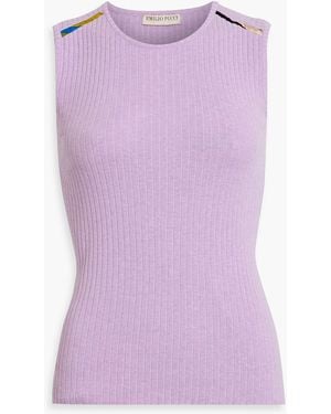 PUCCI Ribbed cotton tank - Lila