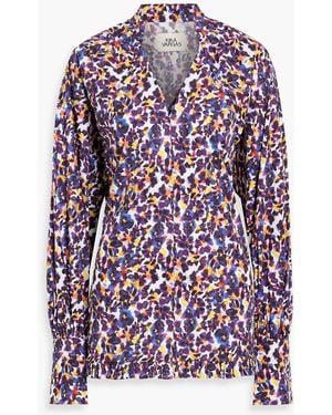 Kika Vargas America Ruffled Printed Cotton-Poplin Blouse - Purple