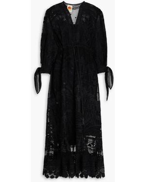 FARM Rio Morada Bead-embellished Guipure Lace Maxi Dress - Black