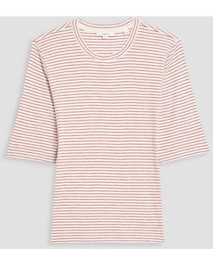 Vince Striped Cotton And Modal-Blend Jersey T-Shirt - Pink