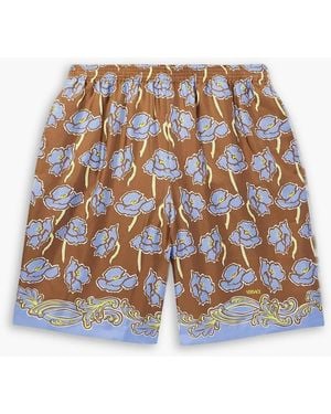 Versace Straight-leg Printed Silk-twill Shorts - White