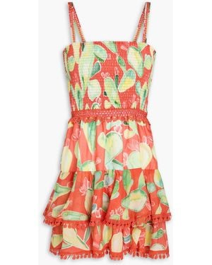 Charo Ruiz Aquarius Tiered Printed Cotton-Blend Voile Mini Dress