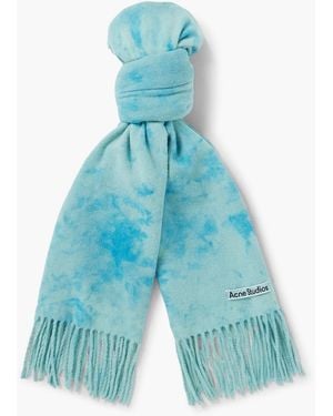 Acne Studios Canada wollschal mit batikmuster und fransen - Blau
