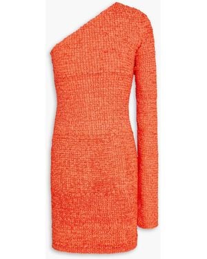 Nanushka Mitra One-Shoulder Shirred Satin Mini Dress - Orange