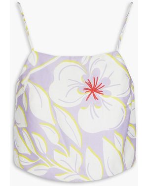 Racil Cropped Floral-print Cotton Top - White